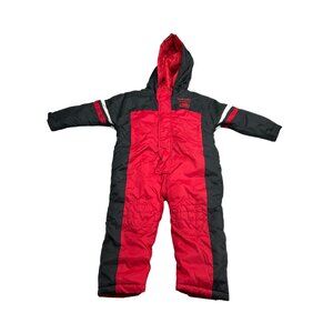 Ecko Unltd 24M Red & Black Insulated Hooded Snowsuit With Striped Sleeves